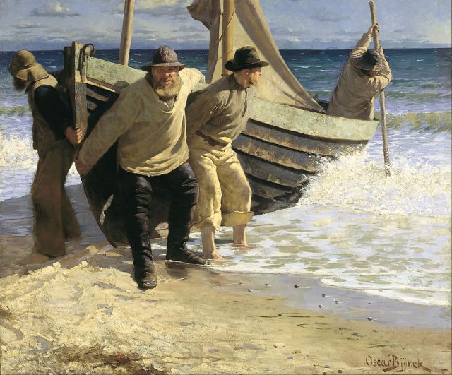 Oscar_Björck_-_Launching_the_boat._Skagen_-_Google_Art_Project